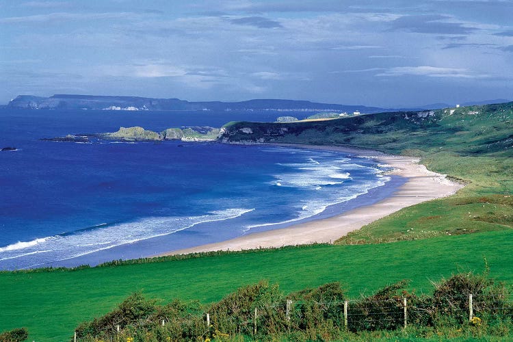 Northern Ireland, County Antrim, Whitepark Bay. Whitepark Bay Cuts Into The Deep Green Of The Antrim Coast, Northern Ireland.