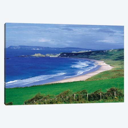 Northern Ireland, County Antrim, Whitepark Bay. Whitepark Bay Cuts Into The Deep Green Of The Antrim Coast, Northern Ireland. Canvas Print #RER9} by Ric Ergenbright Canvas Art Print