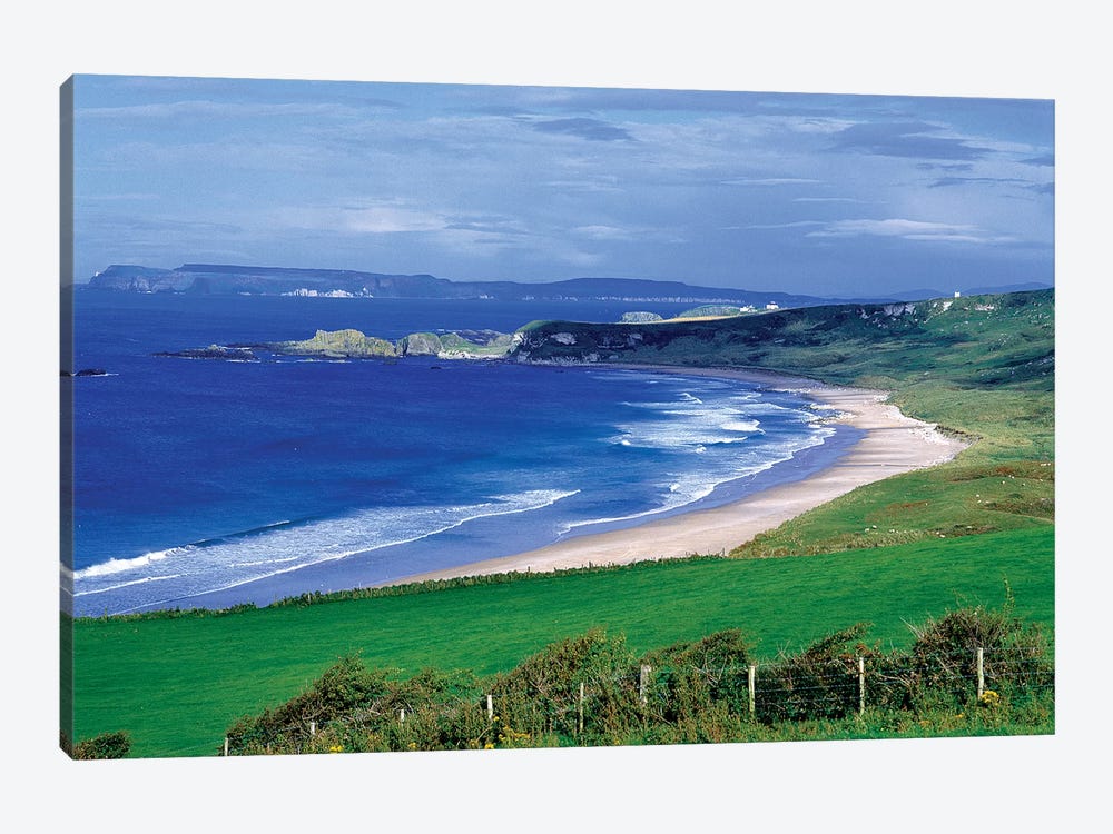 Northern Ireland, County Antrim, Whitepark Bay. Whitepark Bay Cuts Into The Deep Green Of The Antrim Coast, Northern Ireland. by Ric Ergenbright 1-piece Canvas Art