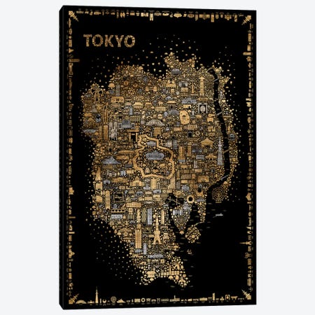 Glam Iconic Cities-Tokyo Canvas Print #RES13} by Rafael Esquer Art Print