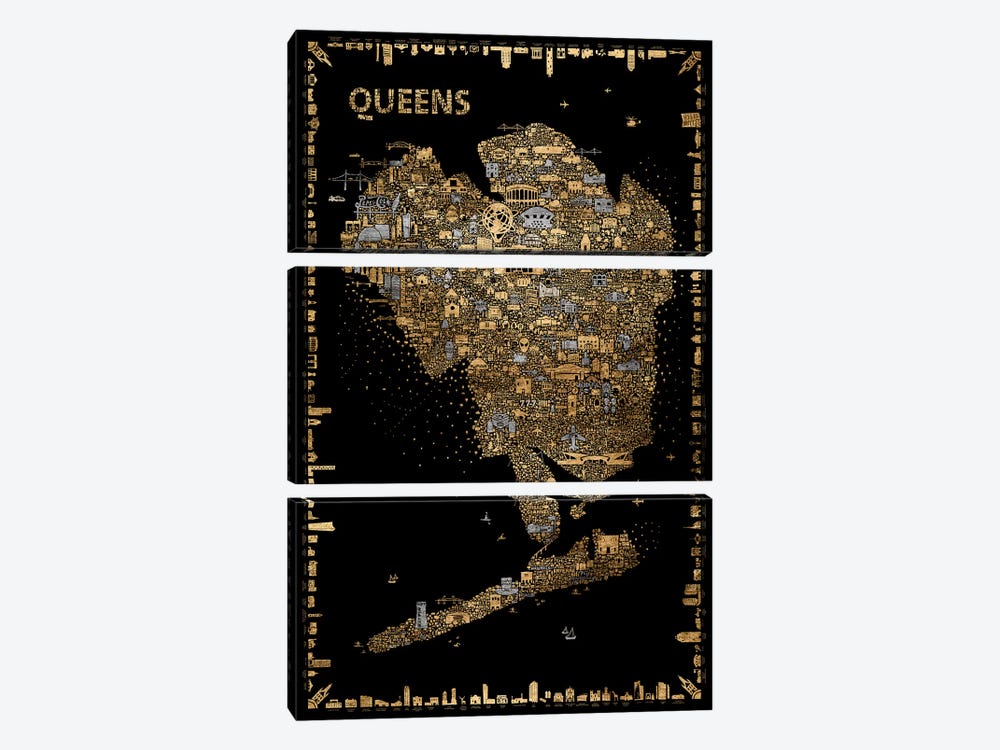 Glam New York Collection-Queens by Rafael Esquer 3-piece Art Print