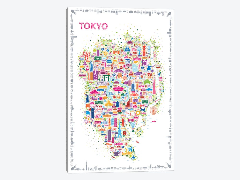 Iconic Cities-Tokyo by Rafael Esquer 1-piece Canvas Art
