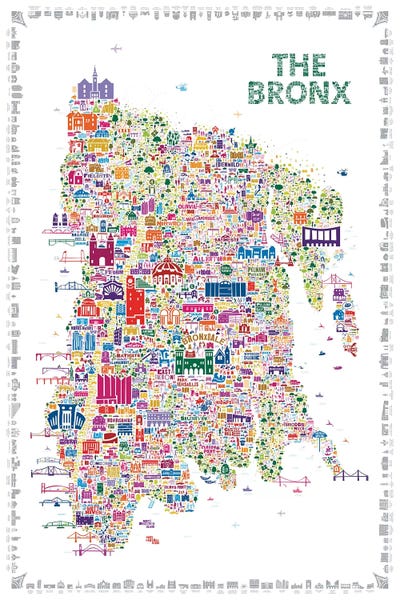 Kids Map Art: New York Collection-Bronx by Rafael Esquer