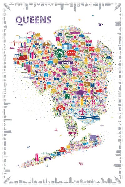 Kids Map Art: New York Collection-Queens by Rafael Esquer