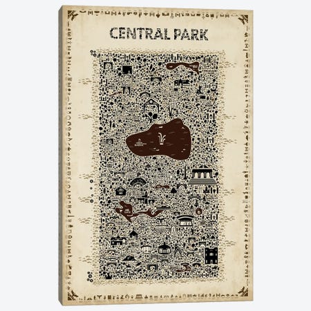 Antique New York Collection-Central Park Canvas Print #RES7} by Rafael Esquer Art Print