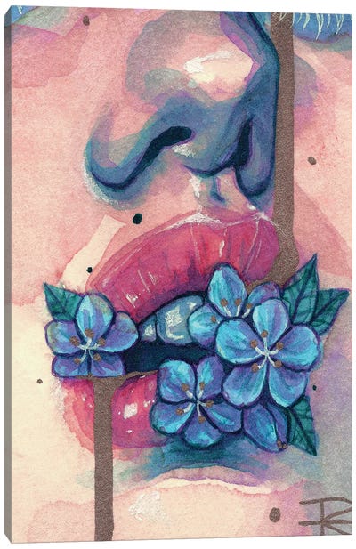 Flowers In Mouth Canvas Art Print - Roselin Estephania