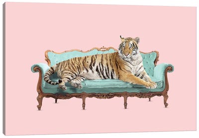Lazy Tiger Canvas Art Print - Party Animals