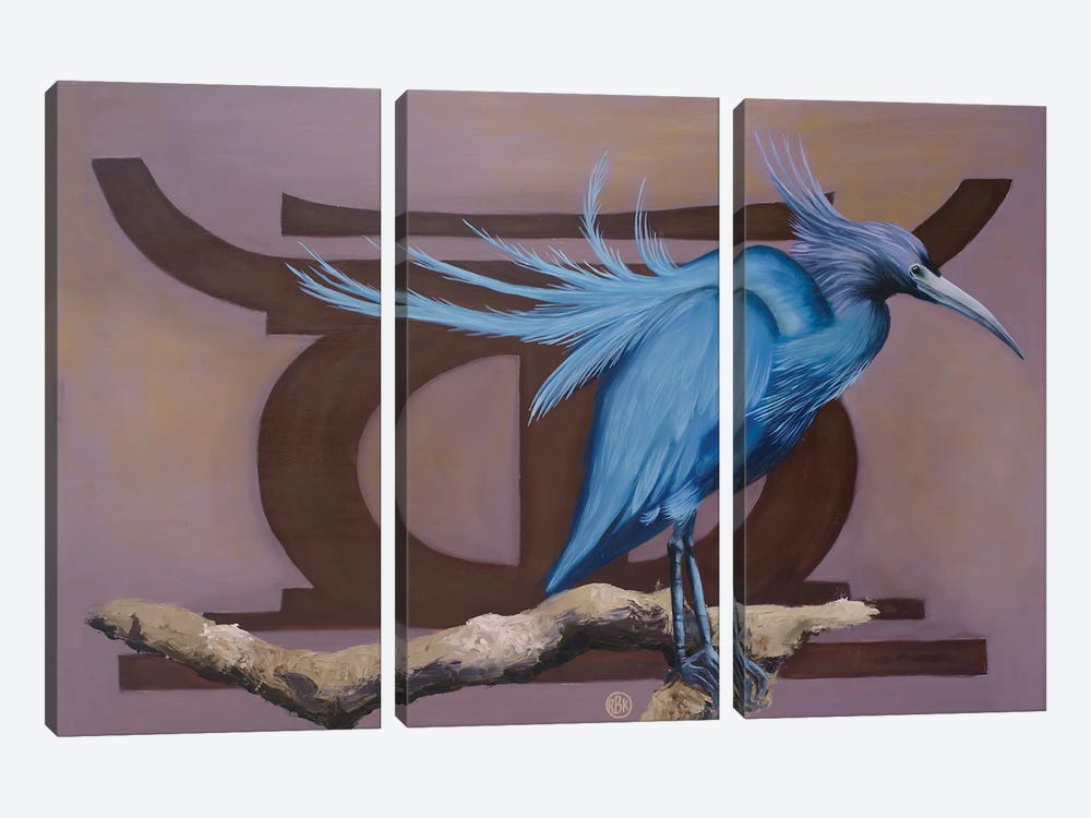 Little Blue Heron by Rebeca Fuchs 3-piece Canvas Wall Art