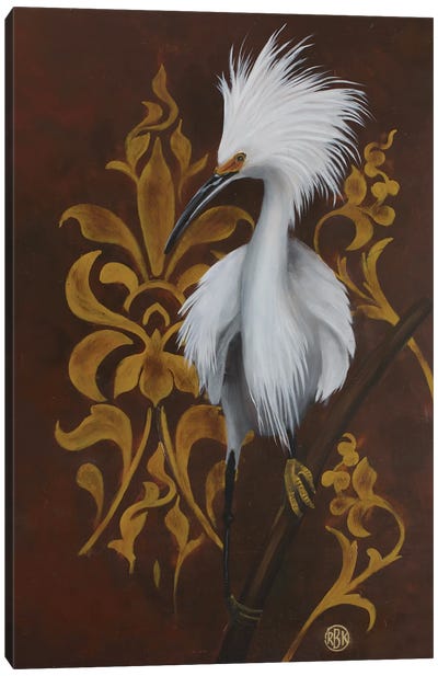 Snowy Egret Canvas Art Print - Rebeca Fuchs