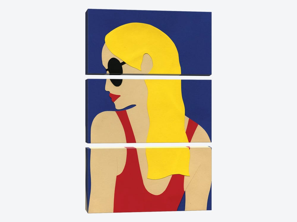 Sunglasses And Blond Hair by Rosi Feist 3-piece Canvas Wall Art