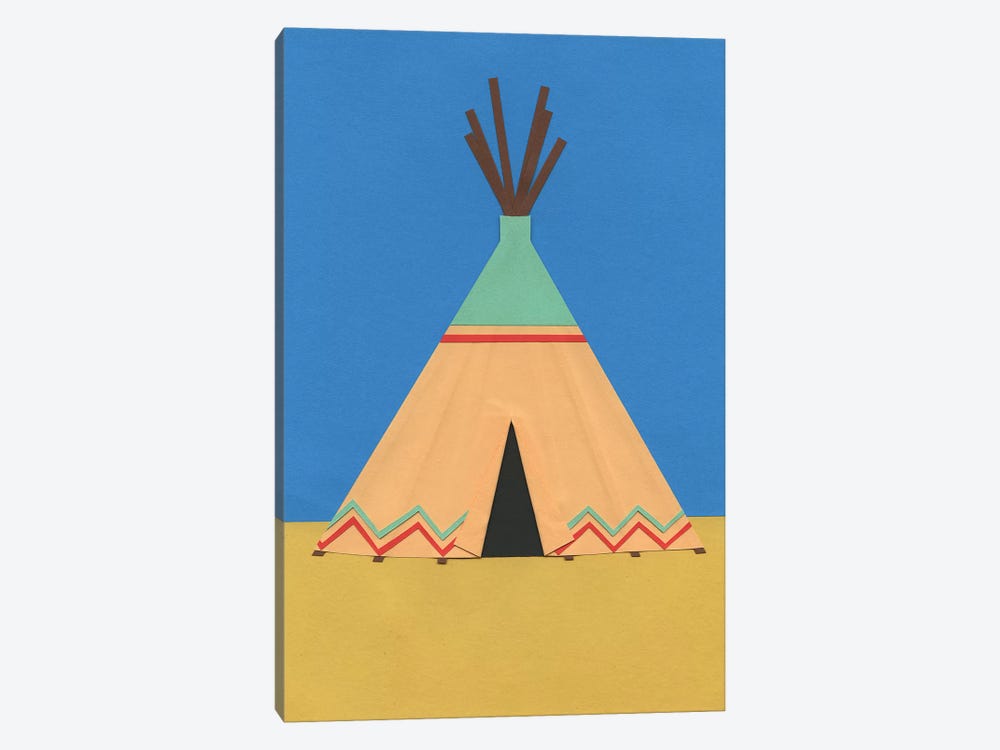 Tipi Green Red by Rosi Feist 1-piece Canvas Wall Art