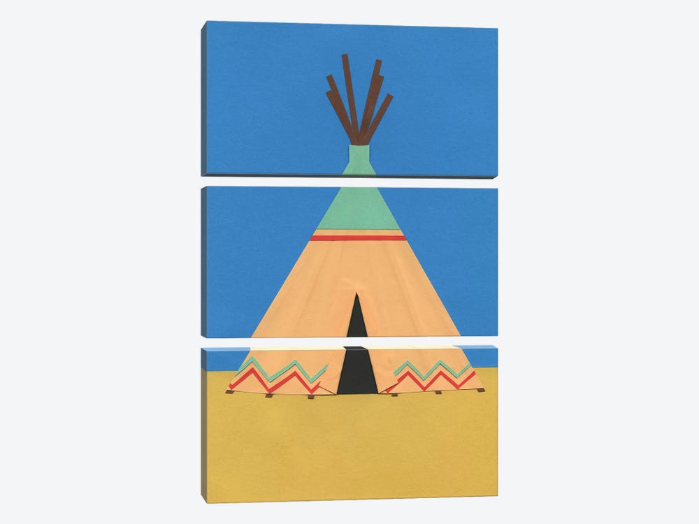 Tipi Green Red by Rosi Feist 3-piece Canvas Art