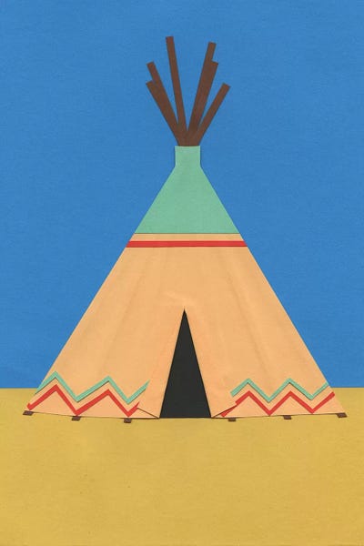 Native American Décor: Tipi Green Red by Rosi Feist