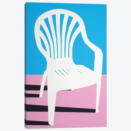 White Plastic Chair Canvas Print #RFE118} by Rosi Feist Canvas Print