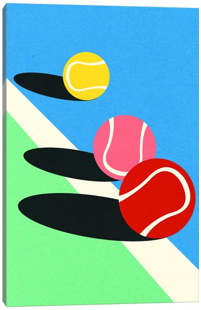 3 Tennis Balls Canvas Art Print - Dopamine Decor