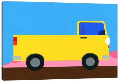 Little Yellow Pick Up Truck Canvas Art Print - Trucks