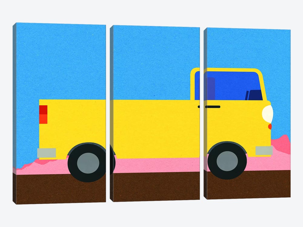 Little Yellow Pick Up Truck by Rosi Feist 3-piece Canvas Art