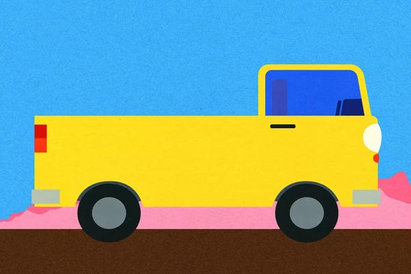 Trucks: Little Yellow Pick Up Truck by Rosi Feist
