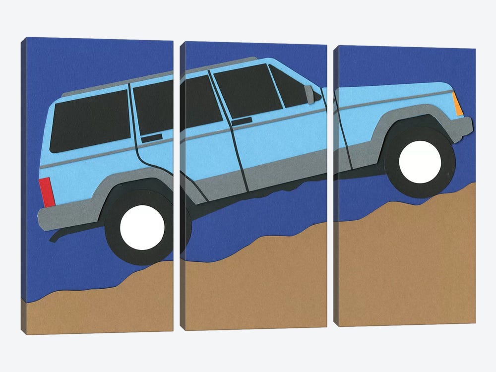 Blue SUV by Rosi Feist 3-piece Canvas Art