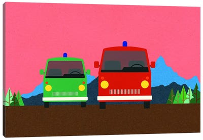 Police Bus And Fire Engine Canvas Art Print - Rosi Feist