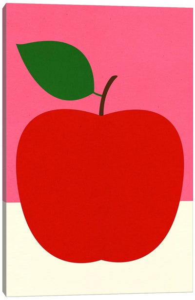 Red Apple Canvas Art Print - Minimalist Kitchen Art