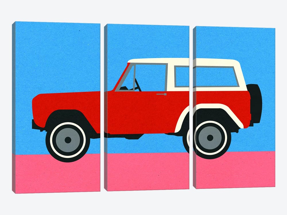 Red SUV by Rosi Feist 3-piece Canvas Print
