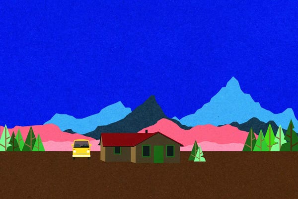 Vibrant Scenes in 2D: Sierra Nevada Mountain Hut by Rosi Feist