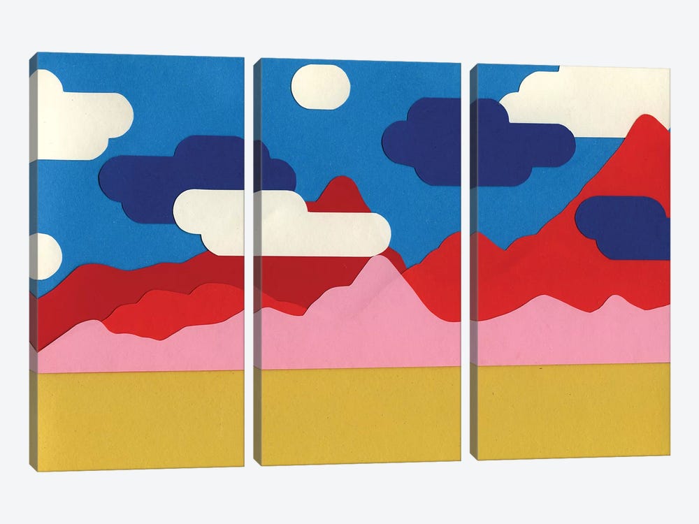 Cloudy Desert Video Game by Rosi Feist 3-piece Art Print