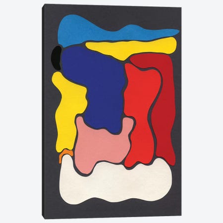 Coloured Forms On Grey Canvas Print #RFE20} by Rosi Feist Canvas Art