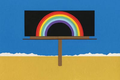Desert Billboard With Rainbow by Rosi Feist multi panel art