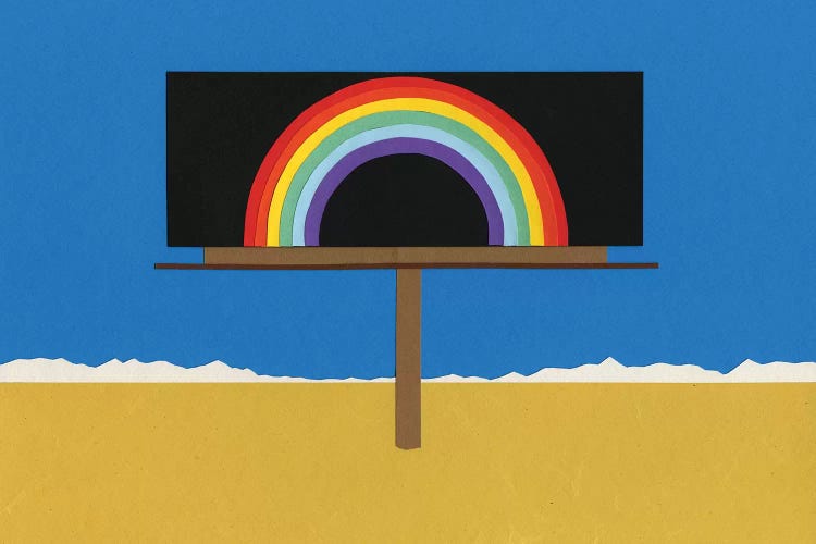 Desert Billboard With Rainbow