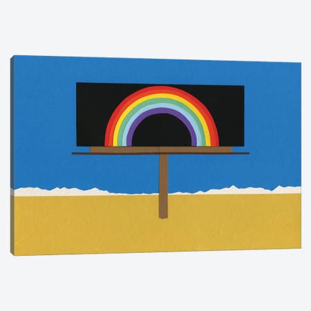 Desert Billboard With Rainbow Canvas Print #RFE29} by Rosi Feist Canvas Wall Art