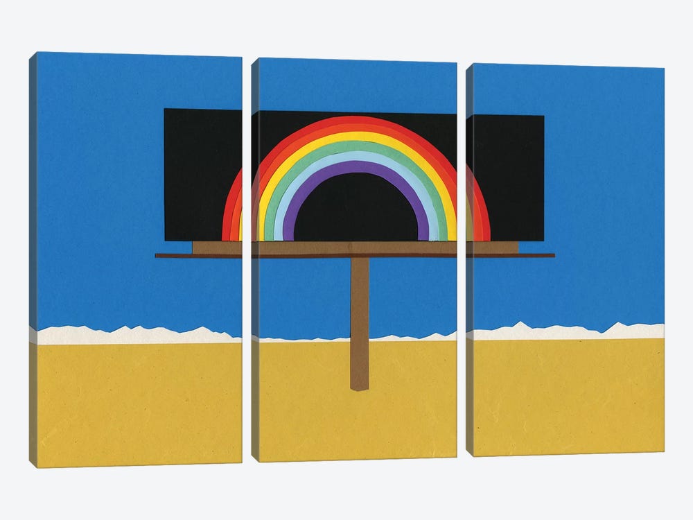 Desert Billboard With Rainbow by Rosi Feist 3-piece Canvas Art