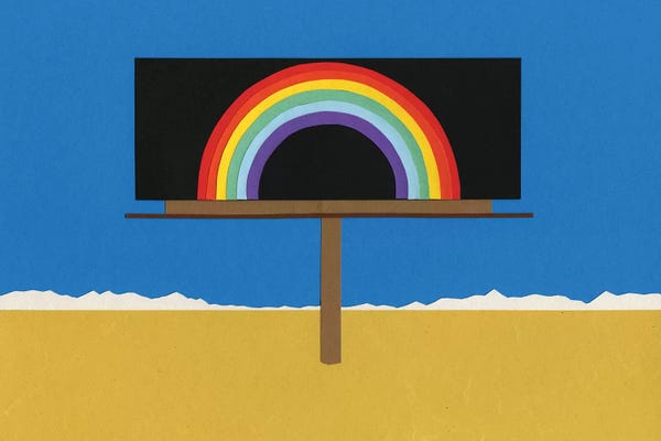 Dopamine Decor: Desert Billboard With Rainbow by Rosi Feist