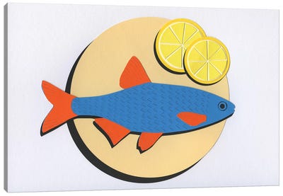 Fish On A Plate Canvas Art Print - Rosi Feist