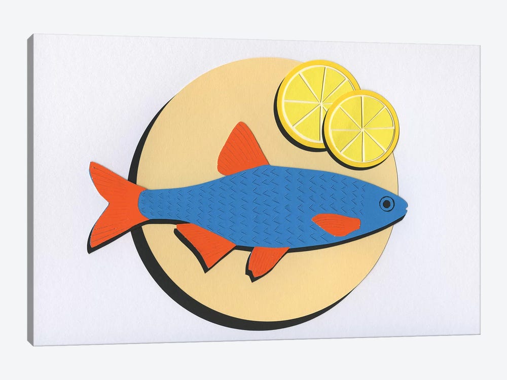 Fish On A Plate by Rosi Feist 1-piece Canvas Artwork