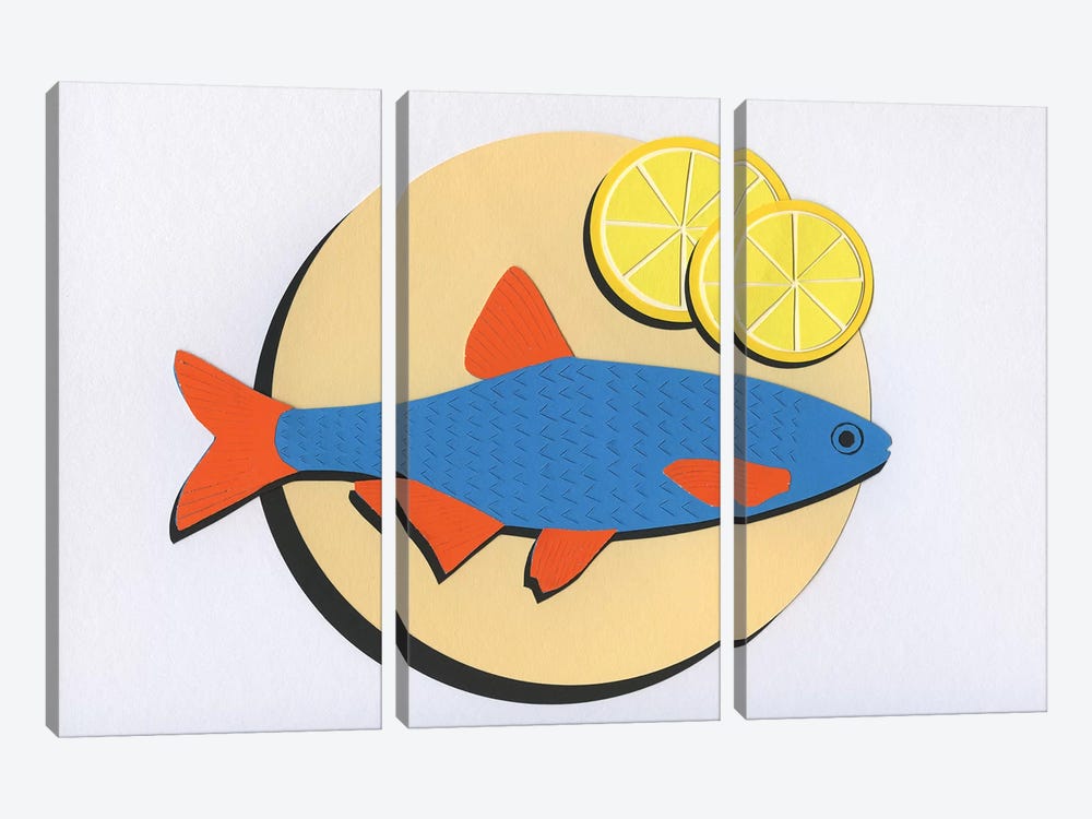 Fish On A Plate by Rosi Feist 3-piece Canvas Art