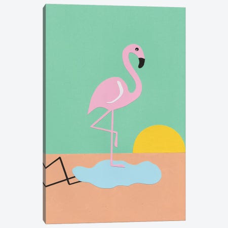 Flamingo Herbert Canvas Print #RFE37} by Rosi Feist Canvas Wall Art