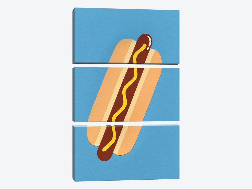 American Hot Dog by Rosi Feist 3-piece Canvas Art Print