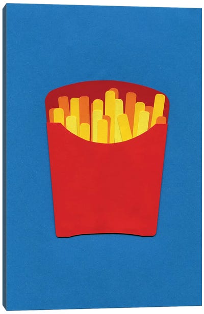 French Fries In Carton  Canvas Art Print - Pop Art for Kitchen