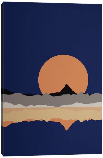 Full Moon Rising Over Sierra Nevada Mountains Canvas Art Print - Indigo Art
