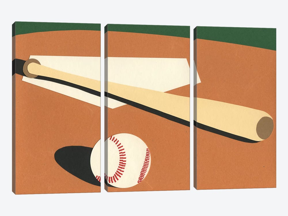 LA Baseball Field by Rosi Feist 3-piece Canvas Print
