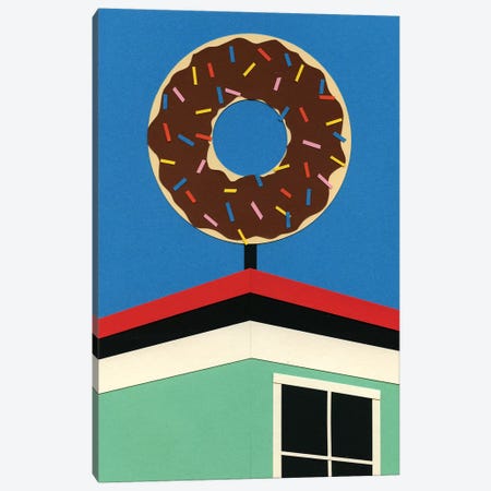 LA Donut Corner Canvas Print #RFE56} by Rosi Feist Canvas Artwork
