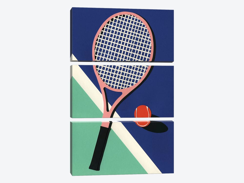 Malibu Tennis Club by Rosi Feist 3-piece Canvas Art Print