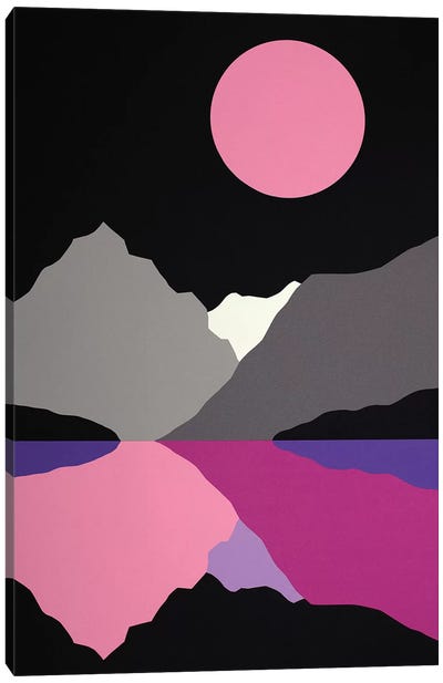 Moonlight On Lake Tenaya Canvas Art Print - Gray & Purple Art