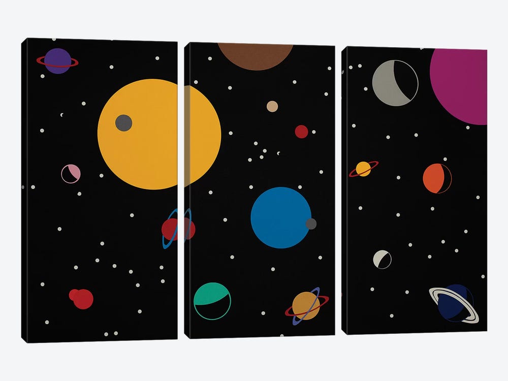 Outer Space by Rosi Feist 3-piece Canvas Artwork
