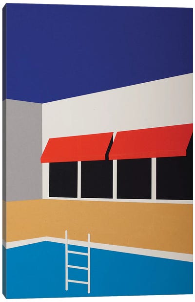 Palm Springs Pool House I Canvas Art Print - Swimming Art