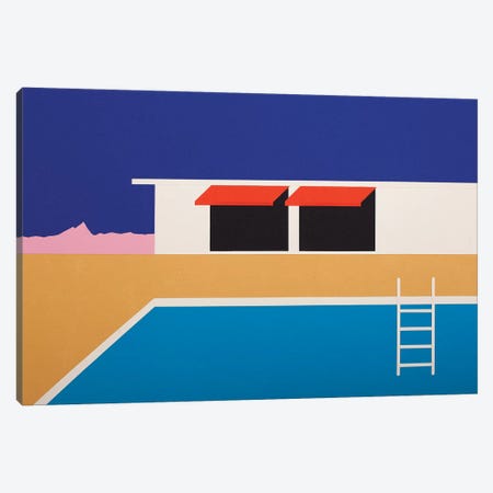 Palm Springs Pool House II Canvas Print #RFE74} by Rosi Feist Canvas Artwork