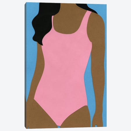 Pink Swimsuit Canvas Print #RFE77} by Rosi Feist Canvas Artwork