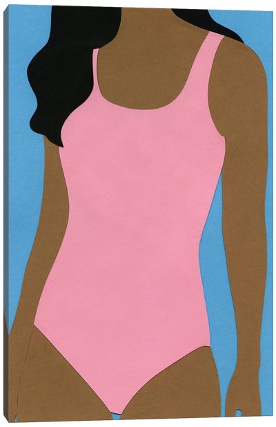 Pink Swimsuit Canvas Art Print - Rosi Feist